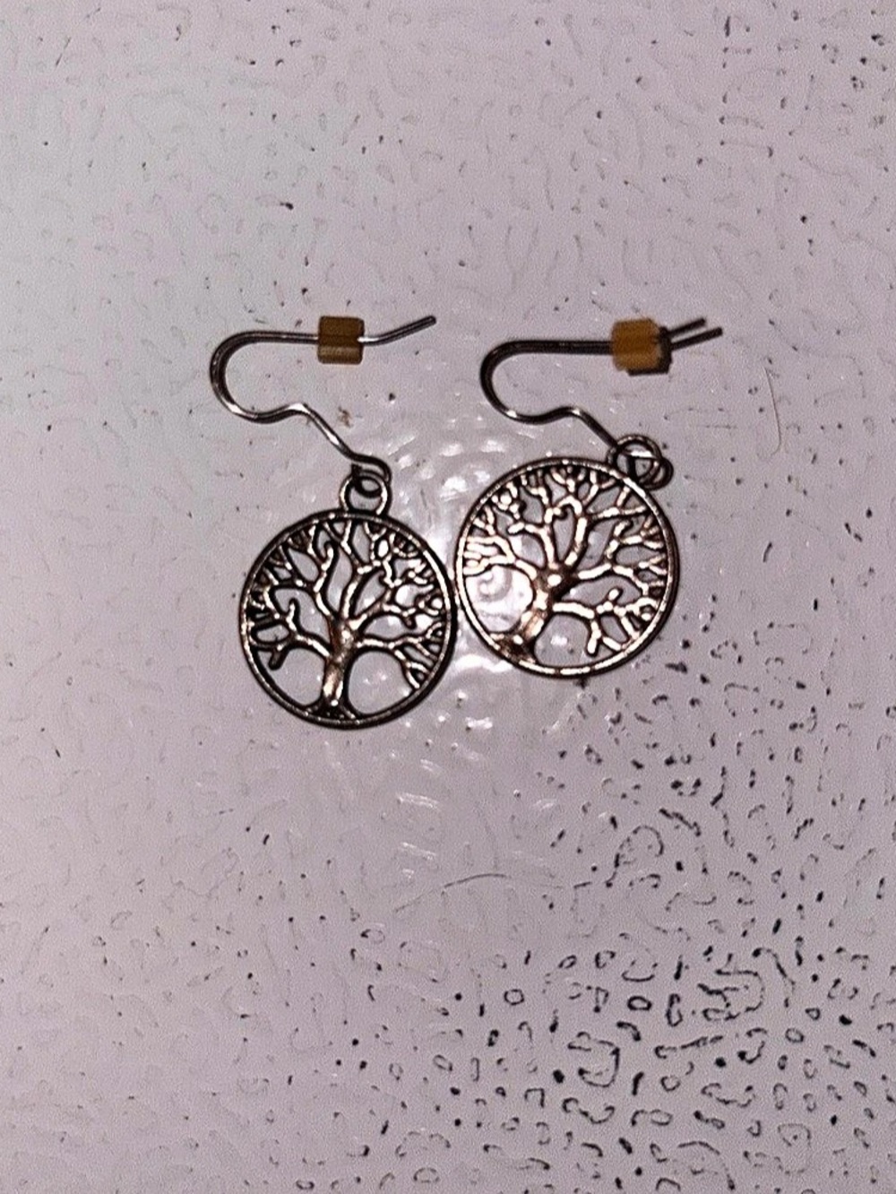 Tree of Life Dangle Earrings in Silver Like New
